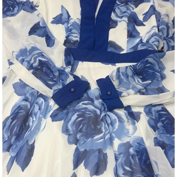 LULUS Blossom Buddy Blue Floral Print Plunge V-Neck Maxi Dress Size Medium - Picture 9 of 14